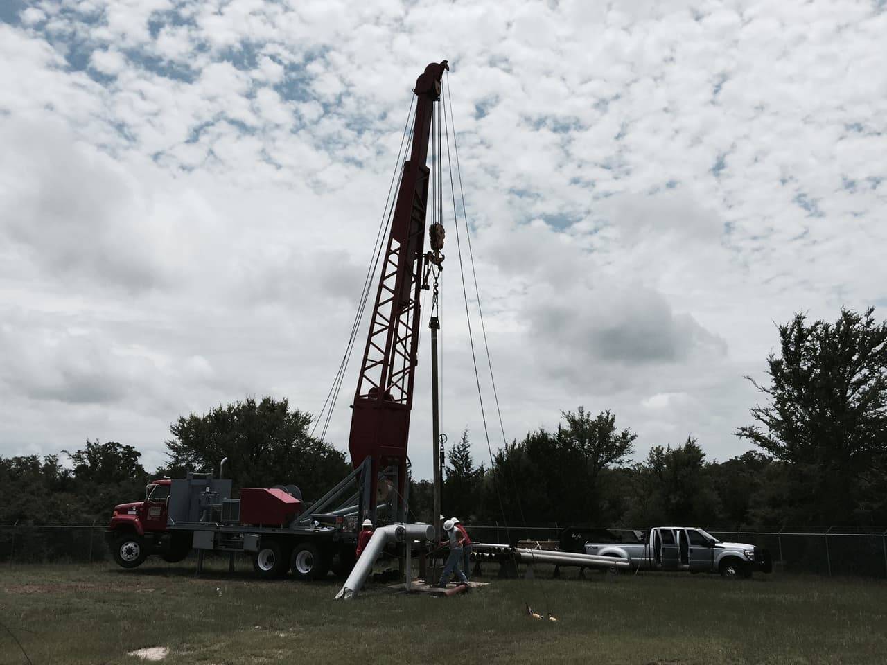Holly Water Wells crew servicing a well rig on an East Texas property